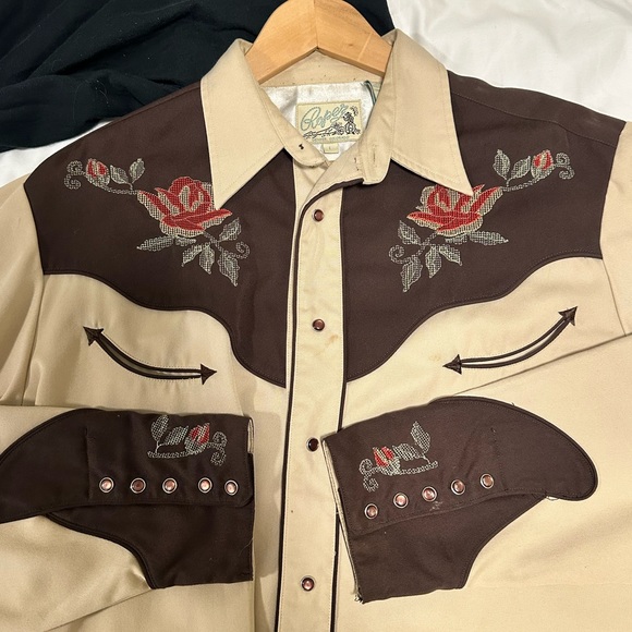 Roper vintage western shirt with embroidery and pearl snaps size Large - Picture 1 of 6